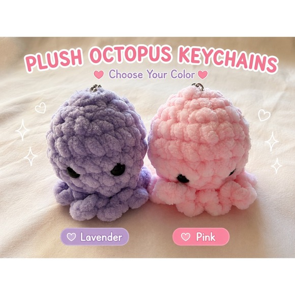 Handmade Accessories - Handmade Plush Octopus Keychain‎ | Choose Your Color | Crochet Bag Charm